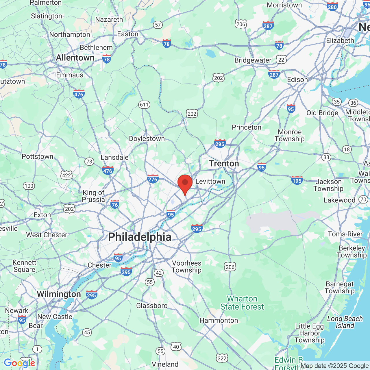 Google map image of our location in 2212 Street Rd Bensalem, PA